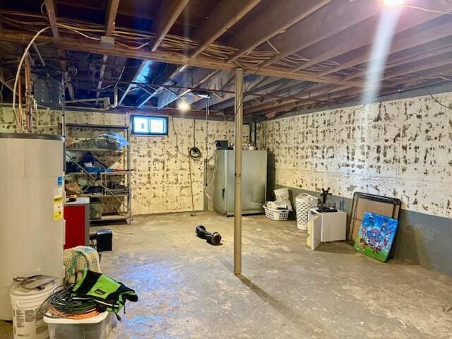 basement with water heater