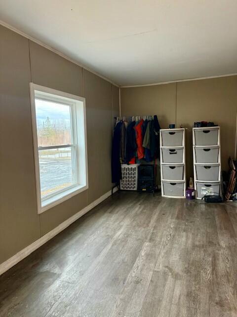 unfurnished bedroom featuring baseboards and wood finished floors