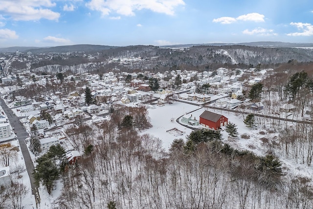 57 Oxford St, Augusta, ME 04330 - snowy aerial view featuring a residential view and a mountain view