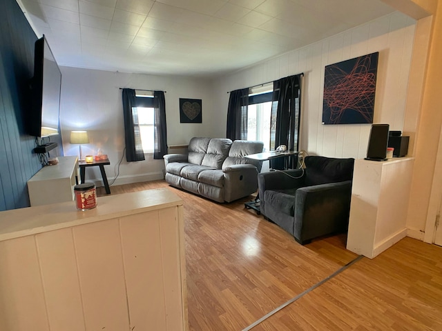 living area with light wood-style flooring