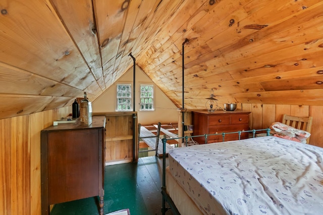 LOT6-1 Sand Shed Loop, Amherst, ME 04605 - unfurnished bedroom with wooden walls, lofted ceiling, and wood ceiling