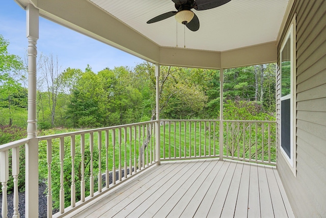 31 Green Trees Dr, Gorham, ME 04038 - wooden deck featuring a ceiling fan