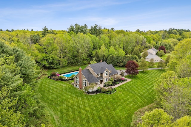 31 Green Trees Dr, Gorham, ME 04038 - aerial view of property and surrounding area featuring a forest and a pool
