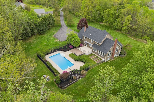 31 Green Trees Dr, Gorham, ME 04038 - aerial view of property and surrounding area with a pool area and a heavily wooded area