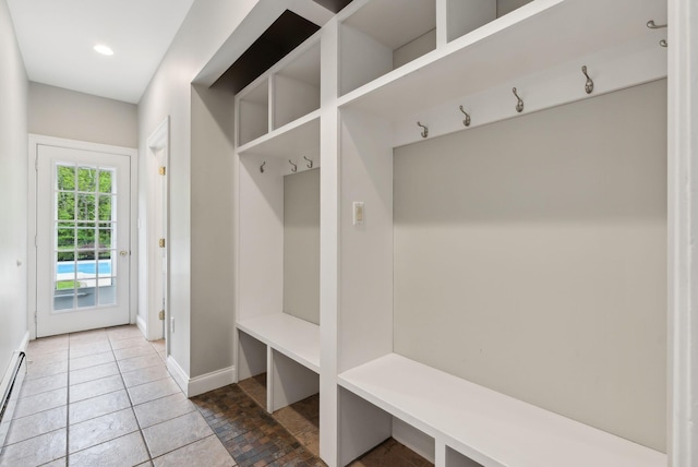 31 Green Trees Dr, Gorham, ME 04038 - mudroom with baseboards, baseboard heating, recessed lighting, and tile patterned floors