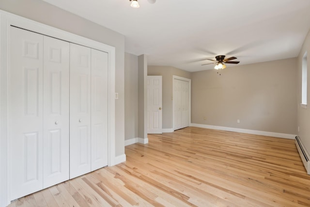 31 Green Trees Dr, Gorham, ME 04038 - unfurnished bedroom featuring light wood finished floors, baseboards, and ceiling fan