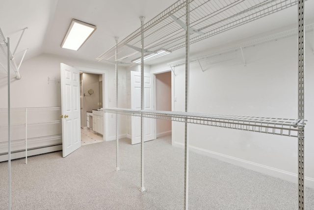 31 Green Trees Dr, Gorham, ME 04038 - walk in closet featuring light colored carpet and vaulted ceiling