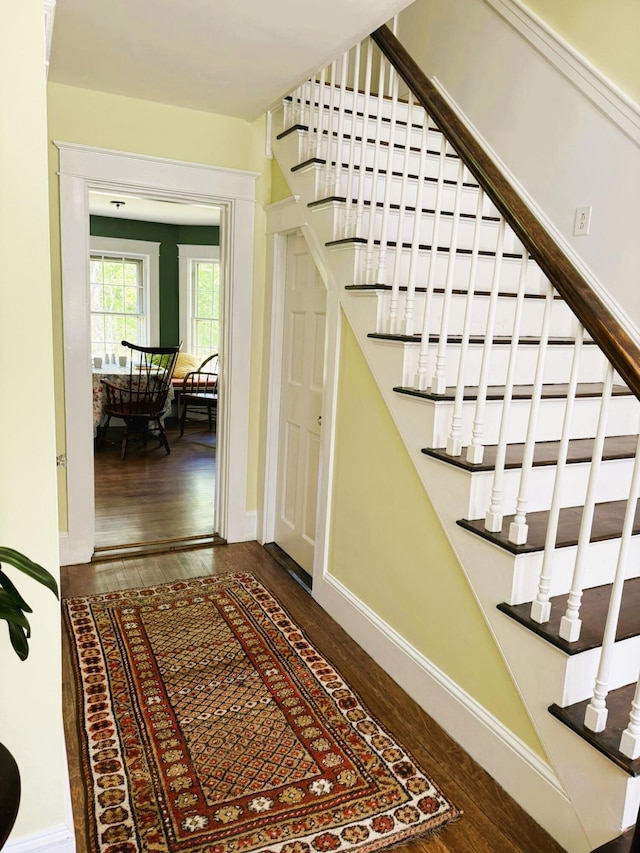 149 Bristol Rd, Damariscotta, ME 04543 - staircase featuring wood finished floors and baseboards