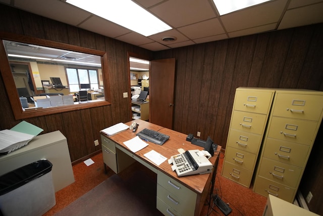 48 Customs Loop, Houlton, ME 04730 - office space with visible vents, a paneled ceiling, and wooden walls