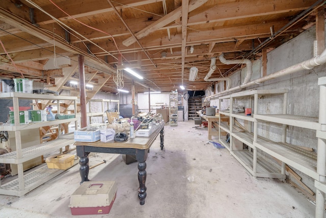 452 Moosehead Trl, Waldo, ME 04915 - unfinished basement with a workshop area