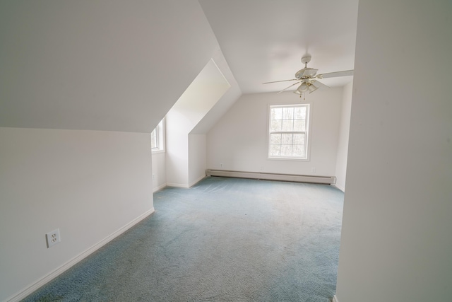 452 Moosehead Trl, Waldo, ME 04915 - bonus room with baseboard heating, lofted ceiling, carpet, ceiling fan, and baseboards