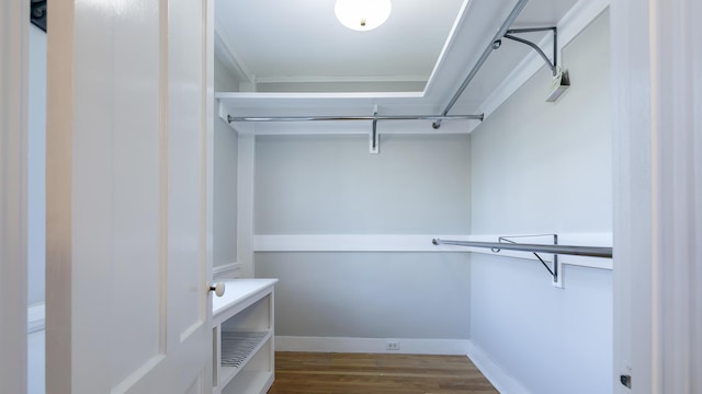 spacious closet with wood finished floors