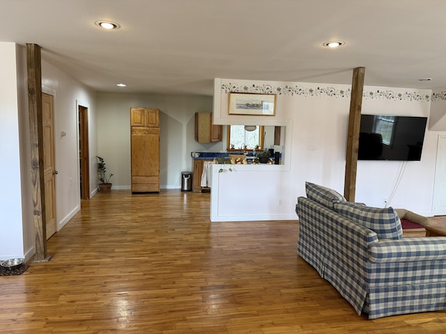 148 Pendleton Point Rd, Islesboro, ME 04848 - living room with recessed lighting, wood finished floors, and baseboards
