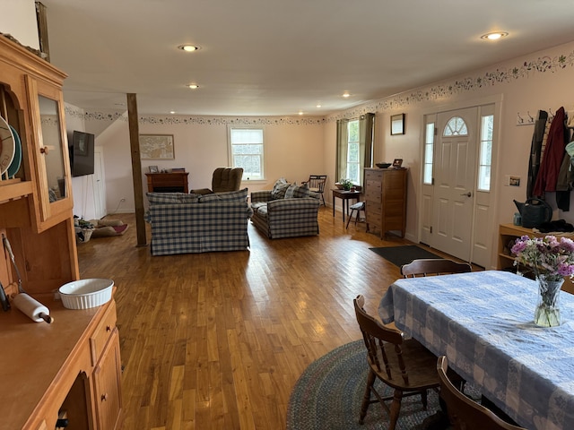 148 Pendleton Point Rd, Islesboro, ME 04848 - dining area featuring wood finished floors and recessed lighting