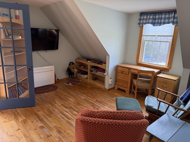 148 Pendleton Point Rd, Islesboro, ME 04848 - office area with wood finished floors and lofted ceiling