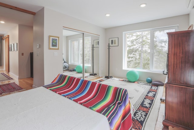 1300 Belfast Rd, Knox, ME 04986 - bedroom with recessed lighting, a closet, and light wood-type flooring