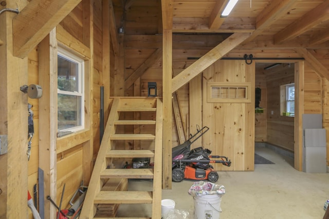 1300 Belfast Rd, Knox, ME 04986 - stairs featuring wood walls