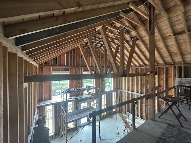 interior space featuring lofted ceiling