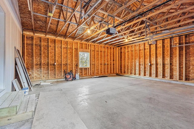 garage with a garage door opener