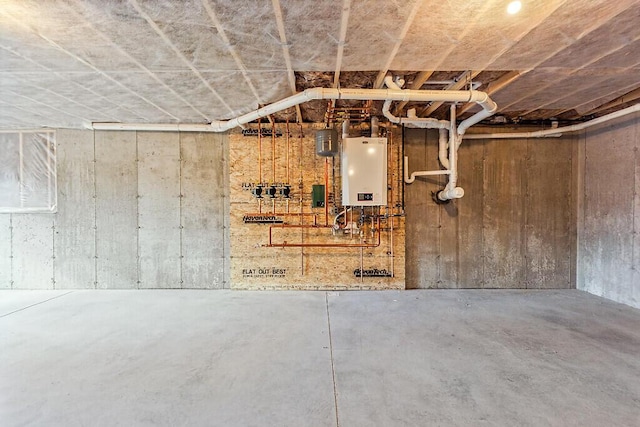 below grade area featuring tankless water heater