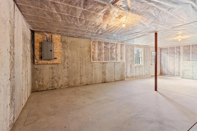 below grade area with electric panel