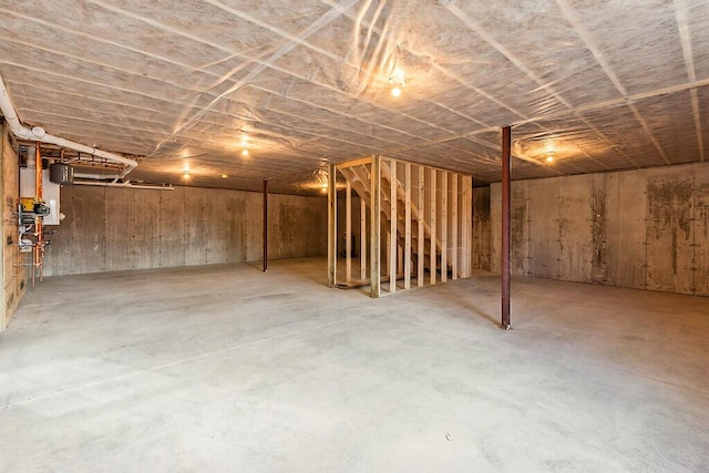 view of unfinished basement