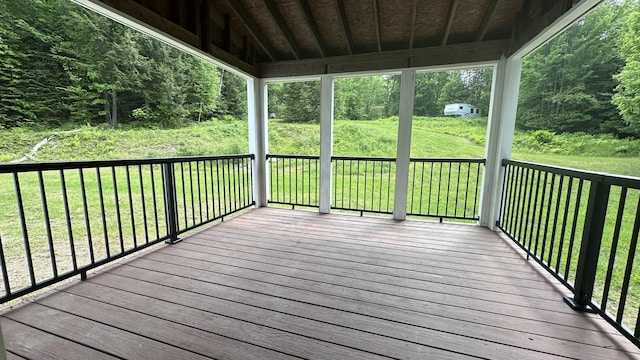 81 Maple Ridge Rd, Harrison, ME 04040 - wooden terrace featuring a lawn