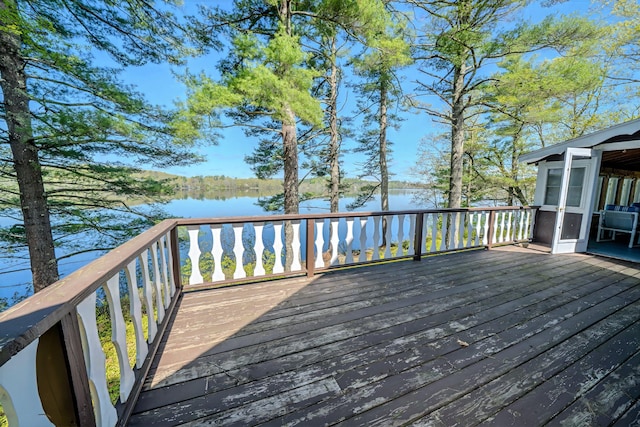 122 Oak Point Ln, Union, ME 04862 - wooden deck featuring a water view