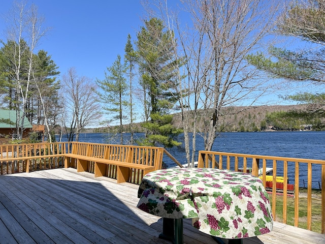 deck with a water view