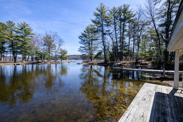 view of dock featuring a water view
