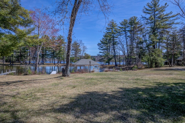 view of yard featuring a water view