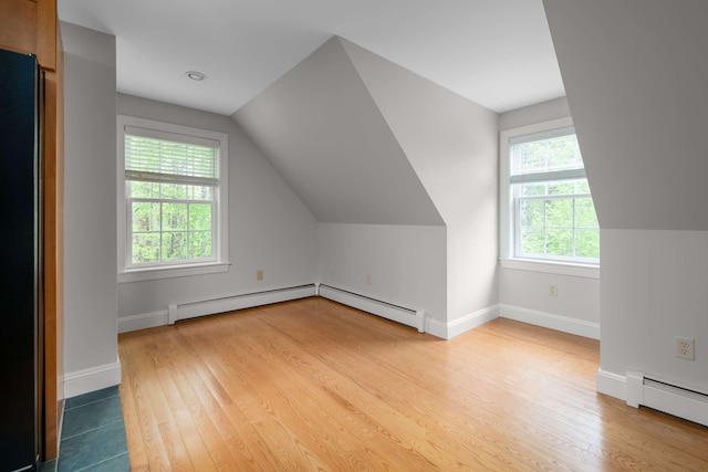 72 Natures Way, Wells, ME 04090 - bonus room with a baseboard radiator, lofted ceiling, wood finished floors, and baseboards