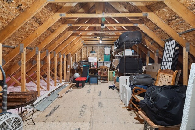 view of unfinished attic