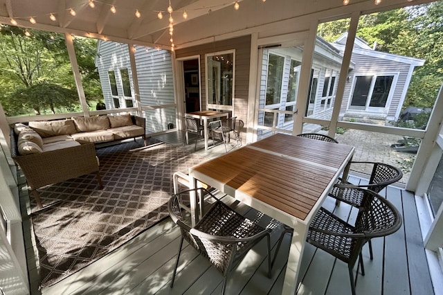 29 Penny Ln, Blue Hill, ME 04614 - wooden terrace featuring an outdoor living space and outdoor dining space