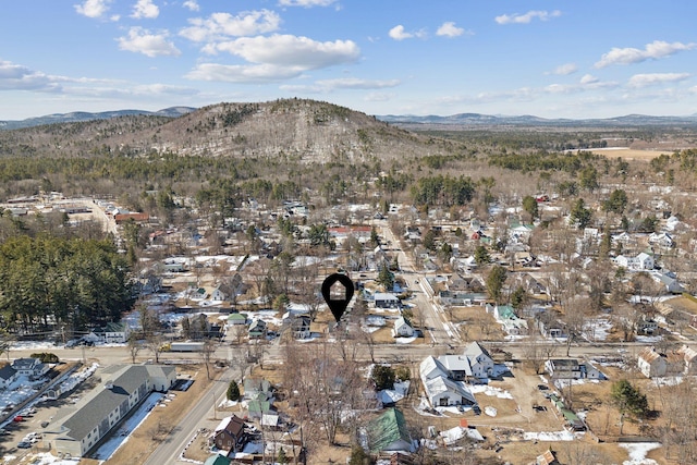107 Portland St, Fryeburg, ME 04037 - drone / aerial view with a residential view and a mountain view