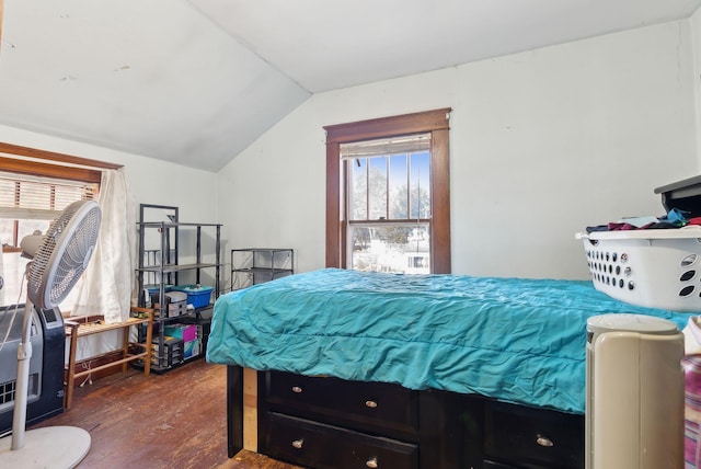 107 Portland St, Fryeburg, ME 04037 - bedroom with hardwood / wood-style floors and vaulted ceiling