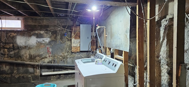 612 Franklin St, Rumford, ME 04276 - below grade area with washer and clothes dryer and electric panel
