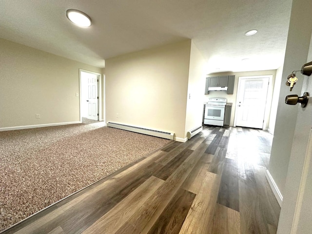 160 Washington Ave, Portland, ME 04101 - unfurnished living room with a baseboard heating unit, baseboards, and dark wood finished floors