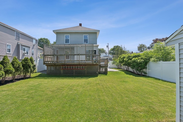 53 Ocean View Ave, South Portland, ME 04106 - rear view of house with a fenced backyard and a wooden deck