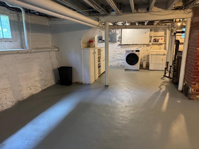 218 Bradley St, Portland, ME 04103 - below grade area featuring separate washer and dryer