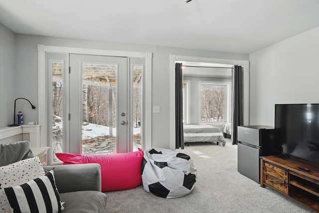 interior space featuring carpet