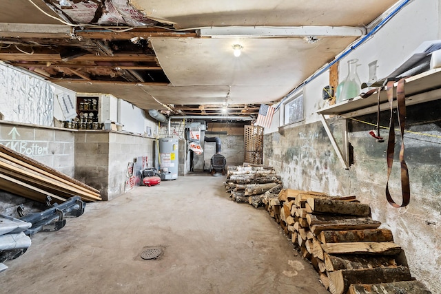 basement with gas water heater