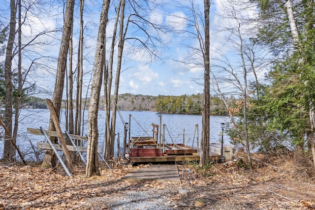 52 Waterview Dr, Casco, ME 04015 - dock area with a wooded view and a water view