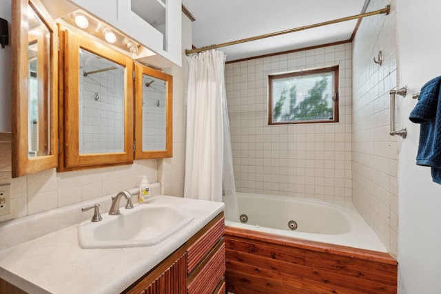 23-25 Deerfield Rd, Portland, ME 04101 - full bathroom featuring a combined bath / shower with jetted tub and vanity