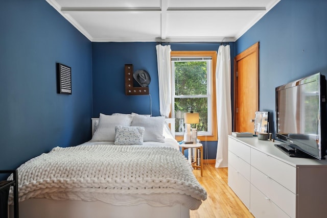23-25 Deerfield Rd, Portland, ME 04101 - bedroom featuring light wood-type flooring, crown molding, and baseboards