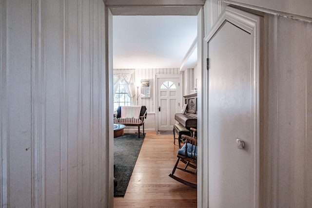 hall featuring light wood finished floors