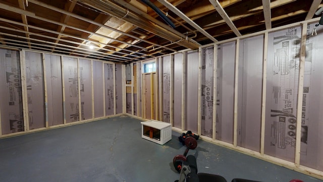 view of unfinished basement