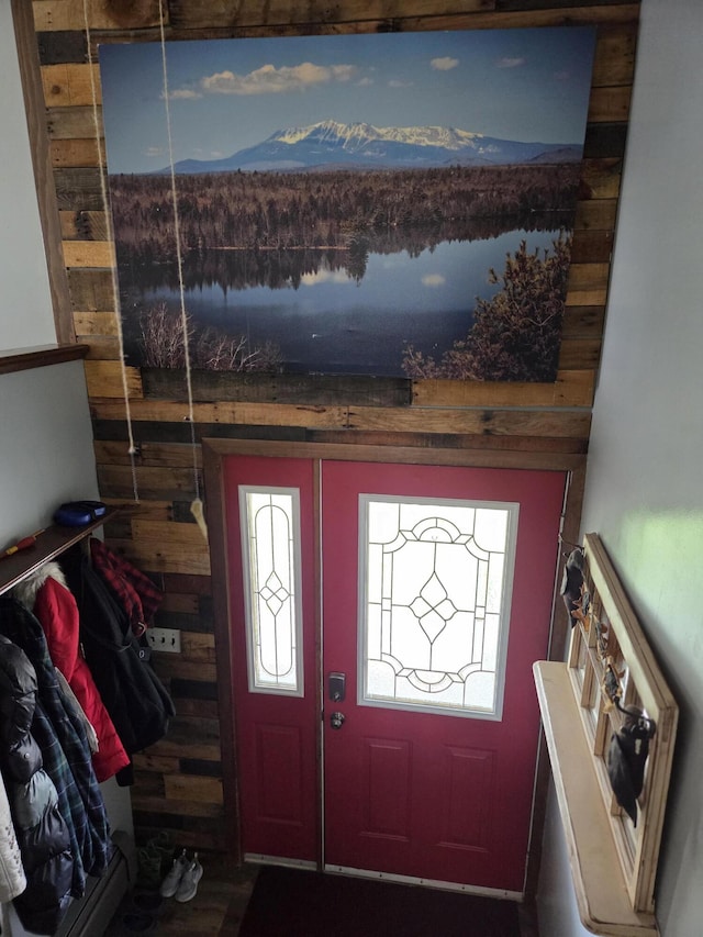 134 Minuteman Dr, Millinocket, ME 04462 - entrance foyer featuring wooden walls