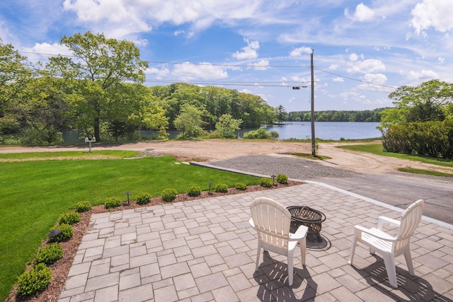 18 Trafton Ln, Kittery, ME 03904 - view of patio with a fire pit and a water view