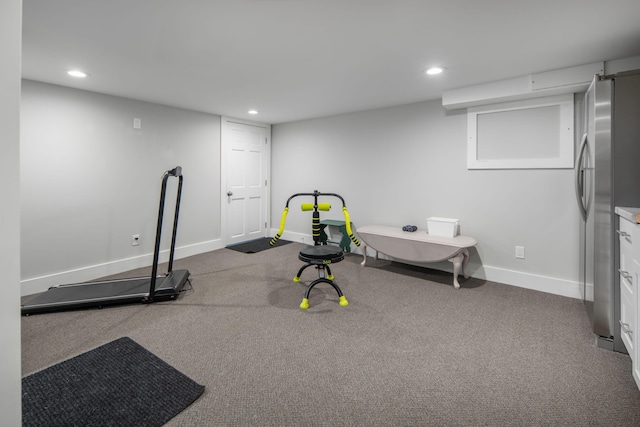 18 Trafton Ln, Kittery, ME 03904 - exercise room featuring recessed lighting, baseboards, and carpet flooring